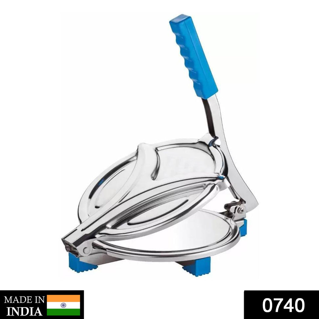 Stainless steel puri press and papad maker machine for effortless dough flattening.