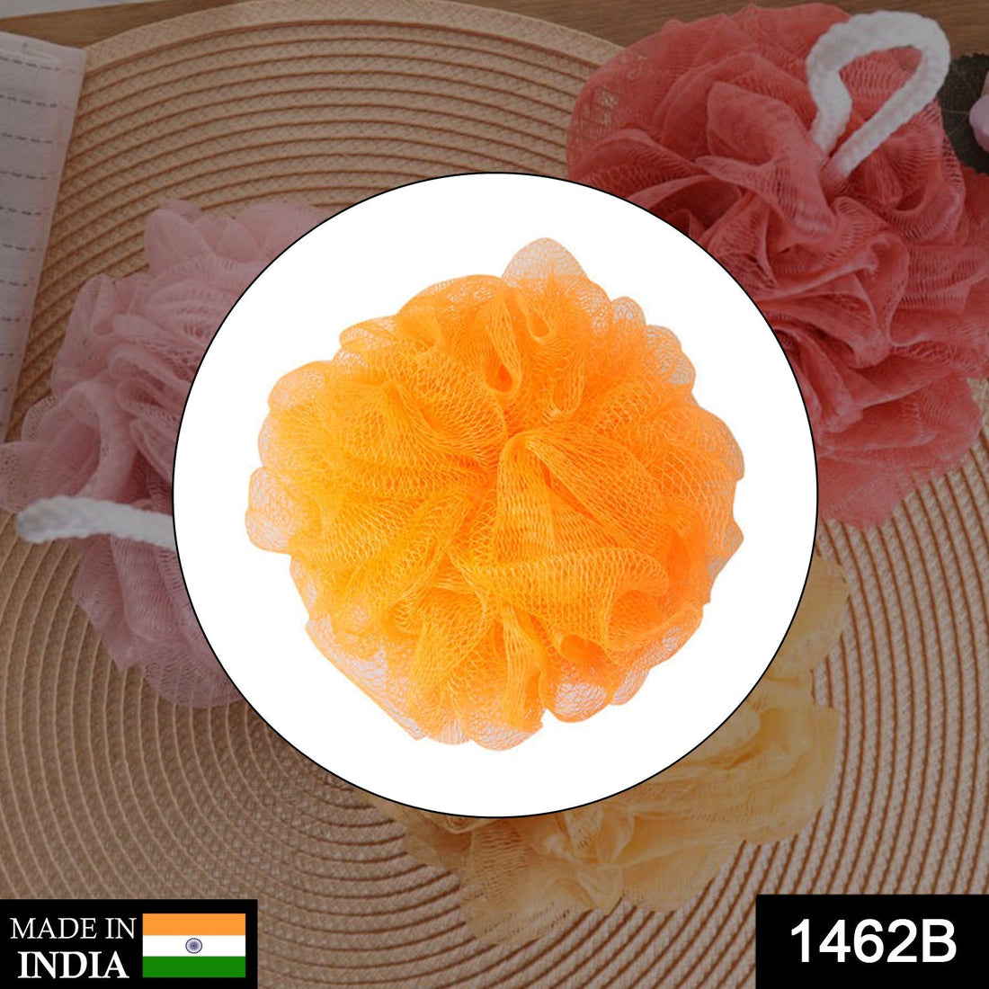 Round loofah bath sponge for body scrubbing