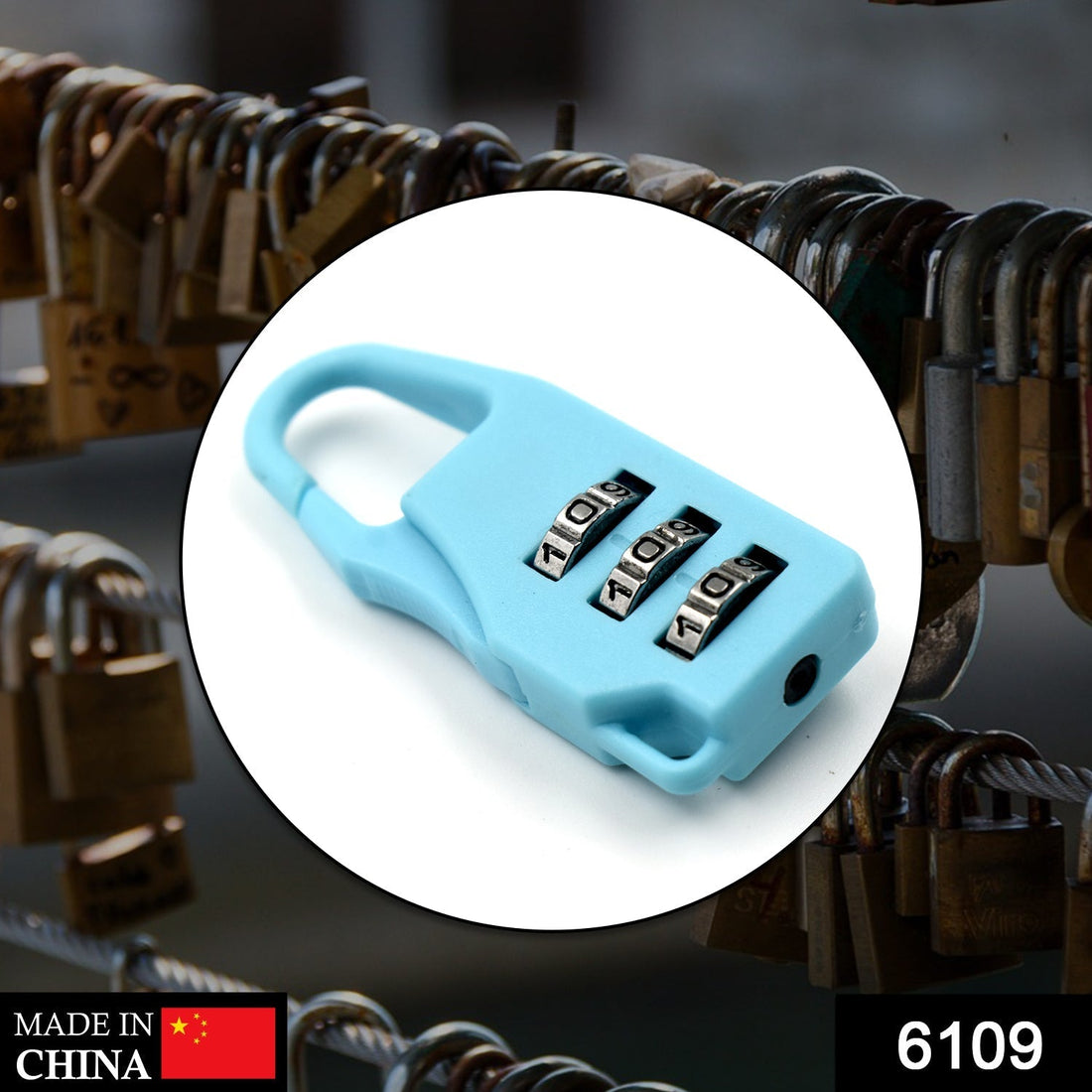 3 digit luggage lock used for securing travel bags and protecting contents