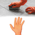 Pair of large orange gloves for various uses